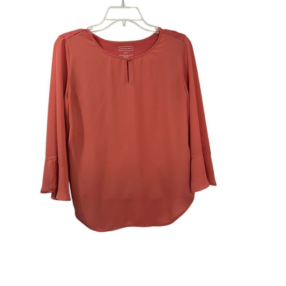 Van Heusen women’s coral 3/4 bell sleeve top size S/P. #39-1860